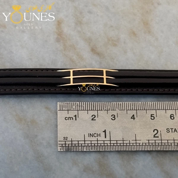 دستبند طلا چرم مردانه سه لاین L136